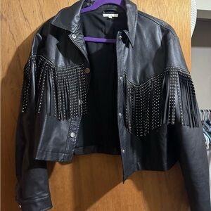 Fringed Black Leather Jacket